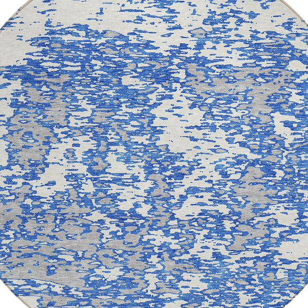 Homeroots 3' Abstract Washable Area Rug - Durable Indoor Outdoor Rectangle Rug For Stylish Spaces Blue Polyester 612727