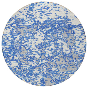 Homeroots 3' Abstract Washable Area Rug - Durable Indoor Outdoor Rectangle Rug For Stylish Spaces Blue Polyester 612727