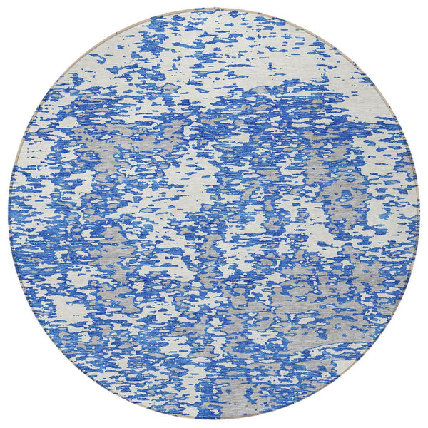 Homeroots 3' Abstract Washable Area Rug - Durable Indoor Outdoor Rectangle Rug For Stylish Spaces Blue Polyester 612727