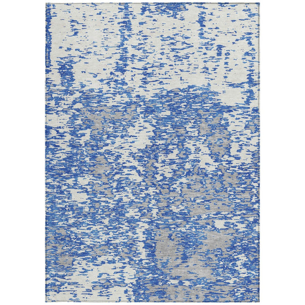 Homeroots 3' Abstract Washable Area Rug - Durable Indoor Outdoor Rectangle Rug For Stylish Spaces Blue Polyester 612728