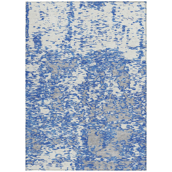 Homeroots 3' Abstract Washable Area Rug - Durable Indoor Outdoor Rectangle Rug For Stylish Spaces Blue Polyester 612729