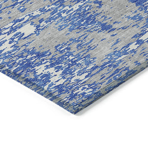 Homeroots 3' Abstract Washable Area Rug - Durable Indoor Outdoor Rectangle Rug For Stylish Spaces Blue Polyester 612730