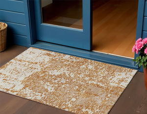 Homeroots 3' Abstract Washable Area Rug - Durable Indoor Outdoor Rectangle Rug For Stylish Spaces Copper Polyester 612731