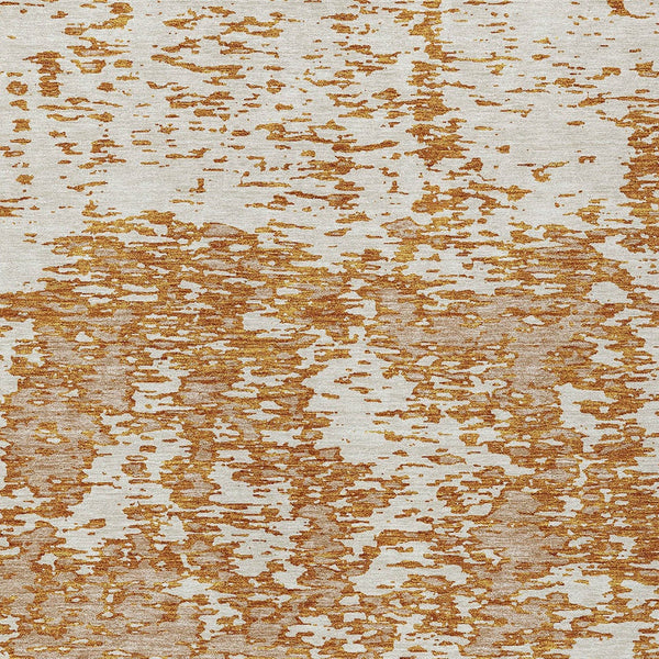 Homeroots 3' Abstract Washable Area Rug - Durable Indoor Outdoor Rectangle Rug For Stylish Spaces Copper Polyester 612731