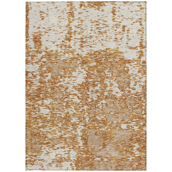 Homeroots 3' Abstract Washable Area Rug - Durable Indoor Outdoor Rectangle Rug For Stylish Spaces Copper Polyester 612732