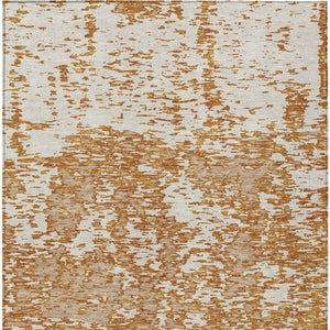 Homeroots 3' Abstract Washable Area Rug - Durable Indoor Outdoor Rectangle Rug For Stylish Spaces Copper Polyester 612732