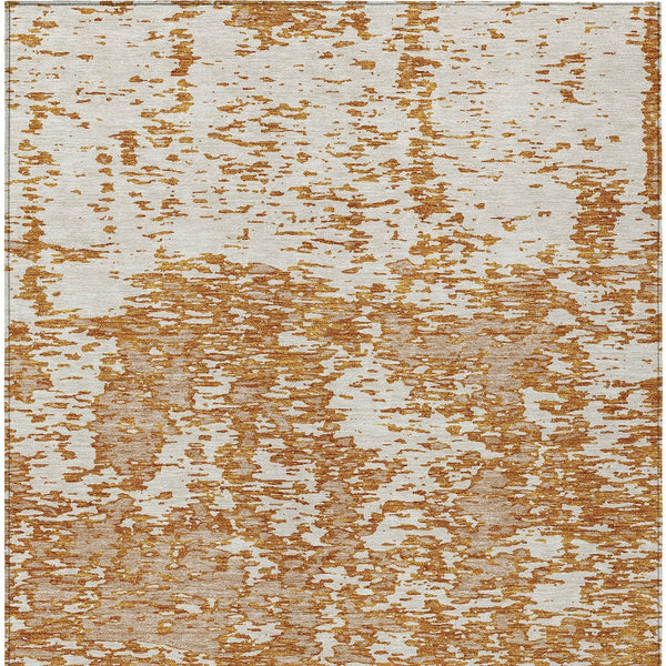 Homeroots 3' Abstract Washable Area Rug - Durable Indoor Outdoor Rectangle Rug For Stylish Spaces Copper Polyester 612732