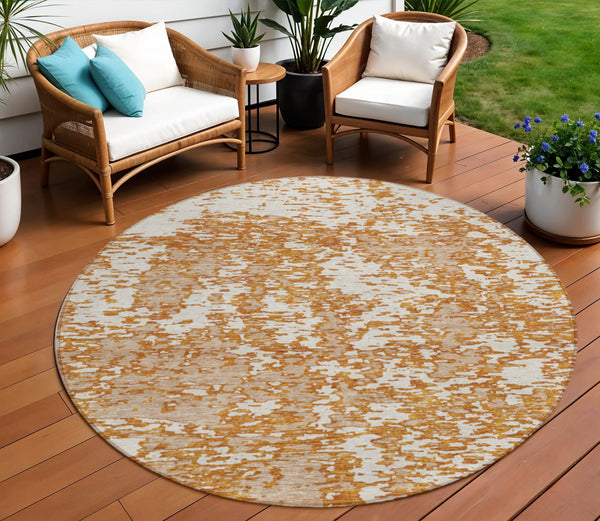 Homeroots 3' Abstract Washable Area Rug - Durable Indoor Outdoor Rectangle Rug For Stylish Spaces Copper Polyester 612733