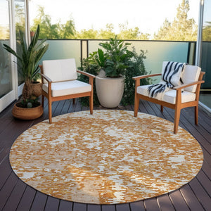 Homeroots 3' Abstract Washable Area Rug - Durable Indoor Outdoor Rectangle Rug For Stylish Spaces Copper Polyester 612733