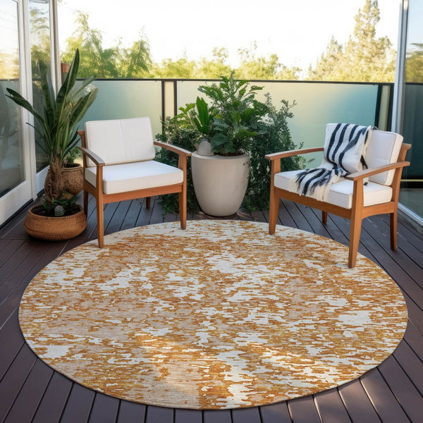 Homeroots 3' Abstract Washable Area Rug - Durable Indoor Outdoor Rectangle Rug For Stylish Spaces Copper Polyester 612733