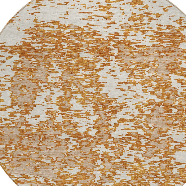 Homeroots 3' Abstract Washable Area Rug - Durable Indoor Outdoor Rectangle Rug For Stylish Spaces Copper Polyester 612733