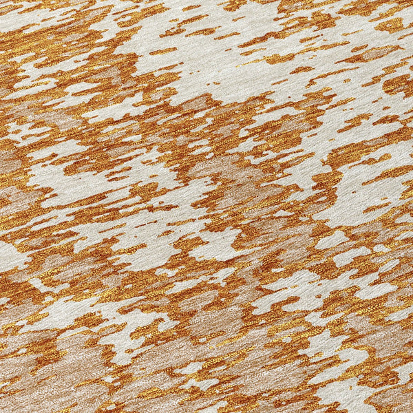 Homeroots 3' Abstract Washable Area Rug - Durable Indoor Outdoor Rectangle Rug For Stylish Spaces Copper Polyester 612733