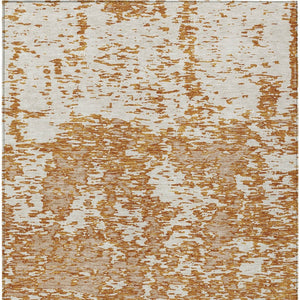 Homeroots 3' Abstract Washable Area Rug - Durable Indoor Outdoor Rectangle Rug For Stylish Spaces Copper Polyester 612734