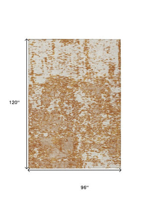 Homeroots 3' Abstract Washable Area Rug - Durable Indoor Outdoor Rectangle Rug For Stylish Spaces Copper Polyester 612734