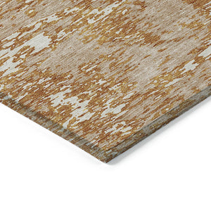 Homeroots 3' Abstract Washable Area Rug - Durable Indoor Outdoor Rectangle Rug For Stylish Spaces Copper Polyester 612734