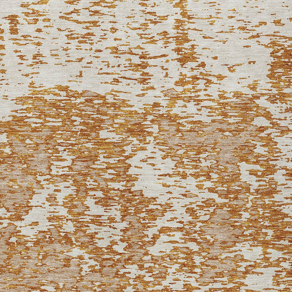 Homeroots 3' Abstract Washable Area Rug - Durable Indoor Outdoor Rectangle Rug For Stylish Spaces Copper Polyester 612735