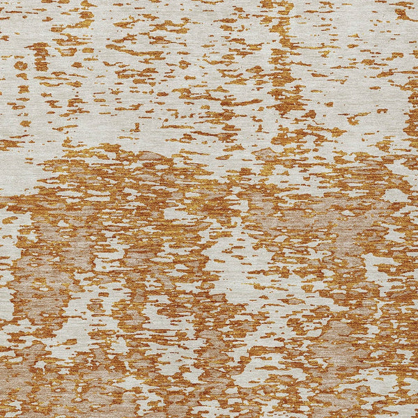 Homeroots 3' Abstract Washable Area Rug - Durable Indoor Outdoor Rectangle Rug For Stylish Spaces Copper Polyester 612736