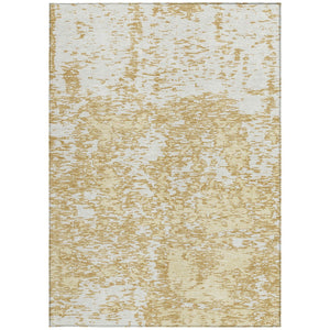 Homeroots 3' Abstract Washable Area Rug - Durable Indoor Outdoor Rectangle Rug For Stylish Spaces Gold Polyester 612738