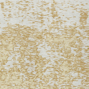 Homeroots 3' Abstract Washable Area Rug - Durable Indoor Outdoor Rectangle Rug For Stylish Spaces Gold Polyester 612738