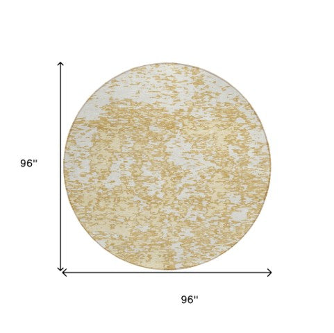 Homeroots 3' Abstract Washable Area Rug - Durable Indoor Outdoor Rectangle Rug For Stylish Spaces Gold Polyester 612739