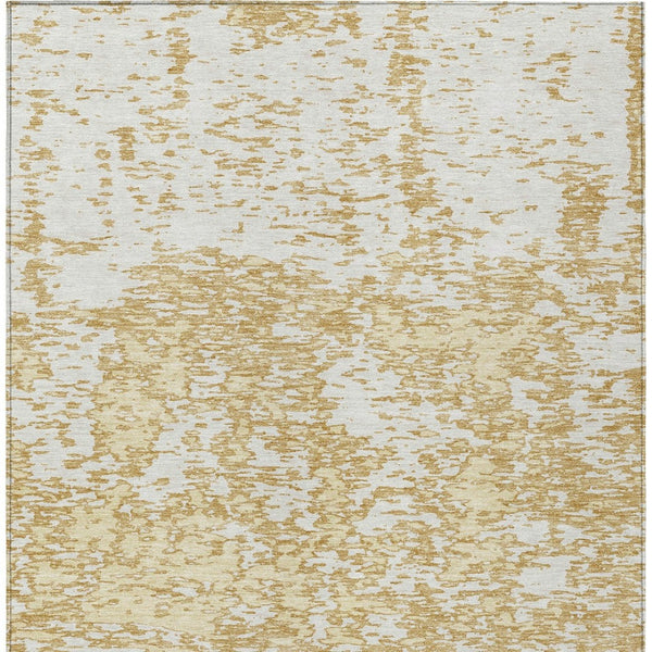 Homeroots 3' Abstract Washable Area Rug - Durable Indoor Outdoor Rectangle Rug For Stylish Spaces Gold Polyester 612740