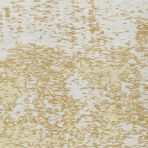 Homeroots 3' Abstract Washable Area Rug - Durable Indoor Outdoor Rectangle Rug For Stylish Spaces Gold Polyester 612740