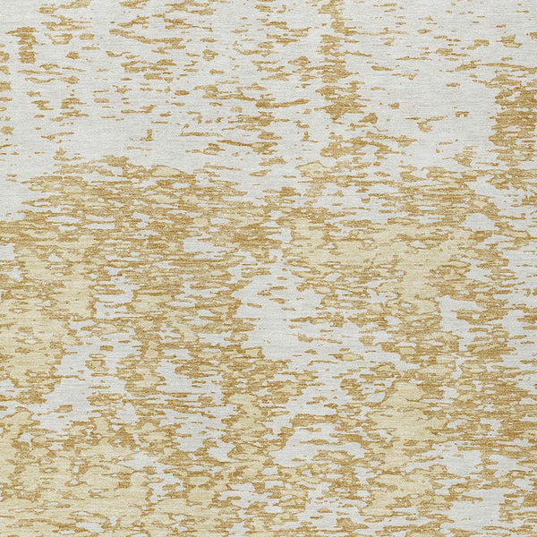 Homeroots 3' Abstract Washable Area Rug - Durable Indoor Outdoor Rectangle Rug For Stylish Spaces Gold Polyester 612740