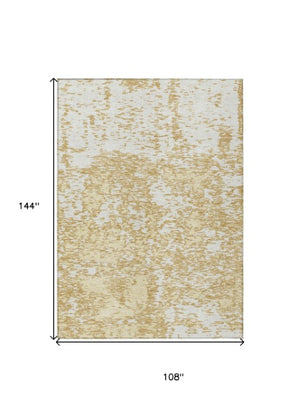 Homeroots 3' Abstract Washable Area Rug - Durable Indoor Outdoor Rectangle Rug For Stylish Spaces Gold Polyester 612741