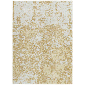 Homeroots 3' Abstract Washable Area Rug - Durable Indoor Outdoor Rectangle Rug For Stylish Spaces Gold Polyester 612741