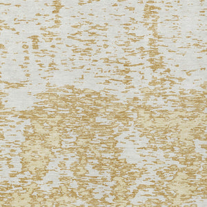 Homeroots 3' Abstract Washable Area Rug - Durable Indoor Outdoor Rectangle Rug For Stylish Spaces Gold Polyester 612742