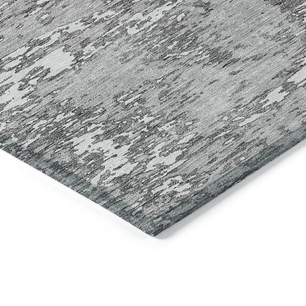 Homeroots 3' Abstract Washable Area Rug - Durable Indoor Outdoor Rectangle Rug For Stylish Spaces Gray Polyester 612744