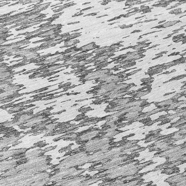 Homeroots 3' Abstract Washable Area Rug - Durable Indoor Outdoor Rectangle Rug For Stylish Spaces Gray Polyester 612745