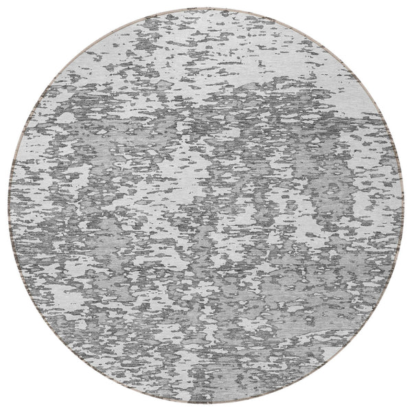 Homeroots 3' Abstract Washable Area Rug - Durable Indoor Outdoor Rectangle Rug For Stylish Spaces Gray Polyester 612745