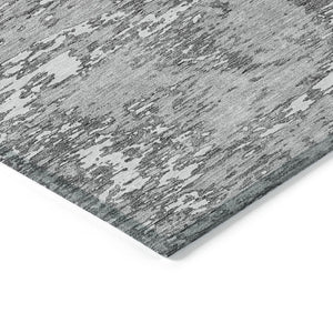 Homeroots 3' Abstract Washable Area Rug - Durable Indoor Outdoor Rectangle Rug For Stylish Spaces Gray Polyester 612746