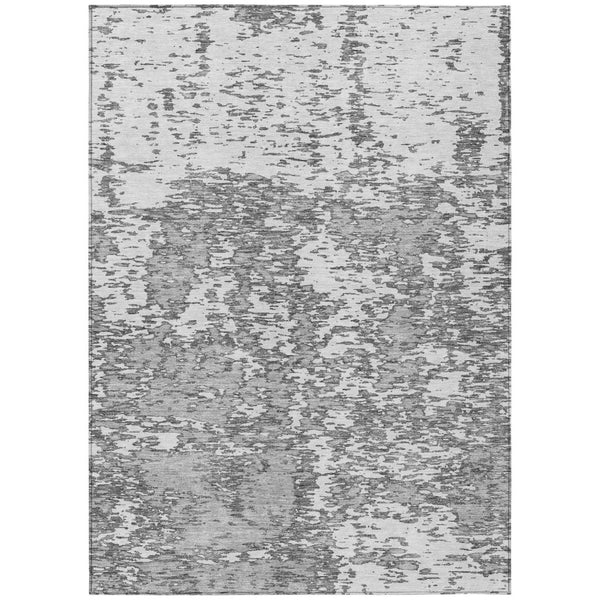 HomeRoots 5' Modern Gray and Ivory Abstract Area Rug - Washable, Durable Design for Indoor and Outdoor Use 9' X 12' 612747