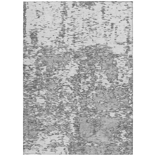 Homeroots 3' Abstract Washable Area Rug - Durable Indoor Outdoor Rectangle Rug For Stylish Spaces Gray Polyester 612748