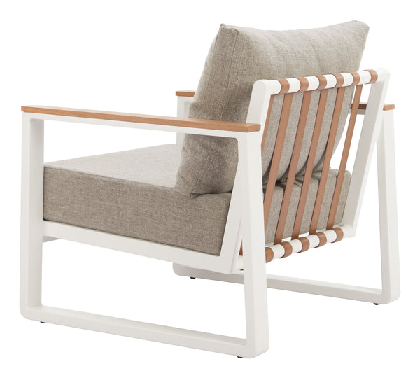 Zuo Modern Welt Modern Outdoor Armchair - Stylish & Durable Seating For Patios, Decks, And Gardens Beige 100% Olefin,Aluminum 704111-zuo-modern