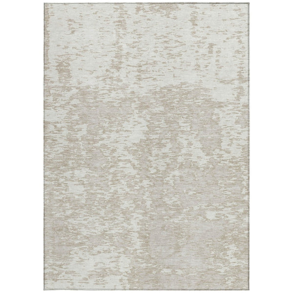 Homeroots 3' Abstract Washable Area Rug - Durable Indoor Outdoor Rectangle Rug For Stylish Spaces Ivory Polyester 612750