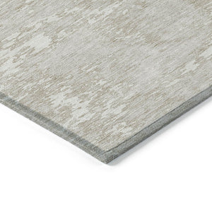 Homeroots 3' Abstract Washable Area Rug - Durable Indoor Outdoor Rectangle Rug For Stylish Spaces Ivory Polyester 612750