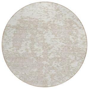 HomeRoots 5' Indoor Outdoor Abstract Area Rug - Machine Washable, Durable Polyester, Modern Ivory Design 8' Round 612751