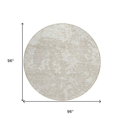 Homeroots 3' Abstract Washable Area Rug - Durable Indoor Outdoor Rectangle Rug For Stylish Spaces Ivory Polyester 612751