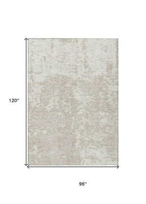 Homeroots 3' Abstract Washable Area Rug - Durable Indoor Outdoor Rectangle Rug For Stylish Spaces Ivory Polyester 612752