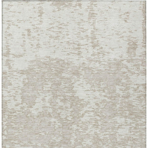Homeroots 3' Abstract Washable Area Rug - Durable Indoor Outdoor Rectangle Rug For Stylish Spaces Ivory Polyester 612753