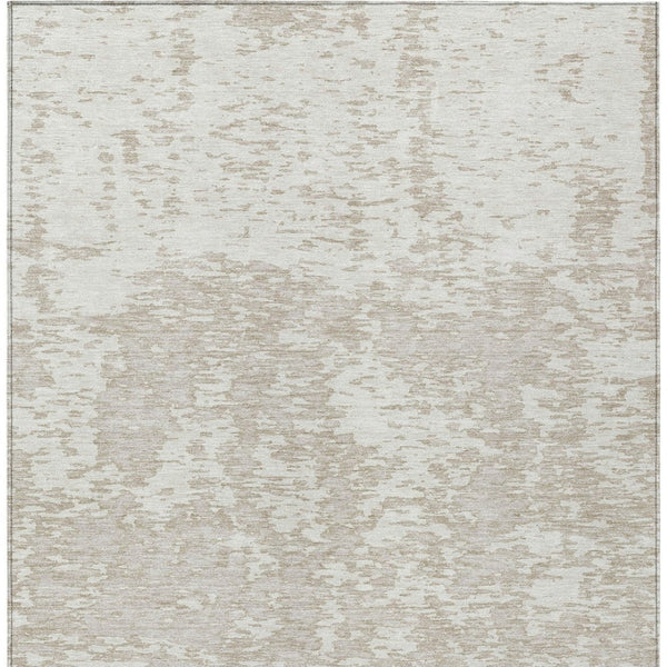 Homeroots 3' Abstract Washable Area Rug - Durable Indoor Outdoor Rectangle Rug For Stylish Spaces Ivory Polyester 612753