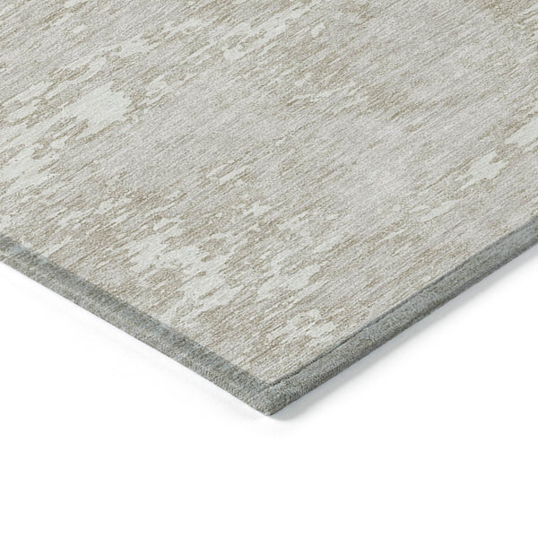Homeroots 3' Abstract Washable Area Rug - Durable Indoor Outdoor Rectangle Rug For Stylish Spaces Ivory Polyester 612753