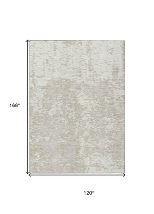 Homeroots 3' Abstract Washable Area Rug - Durable Indoor Outdoor Rectangle Rug For Stylish Spaces Ivory Polyester 612754