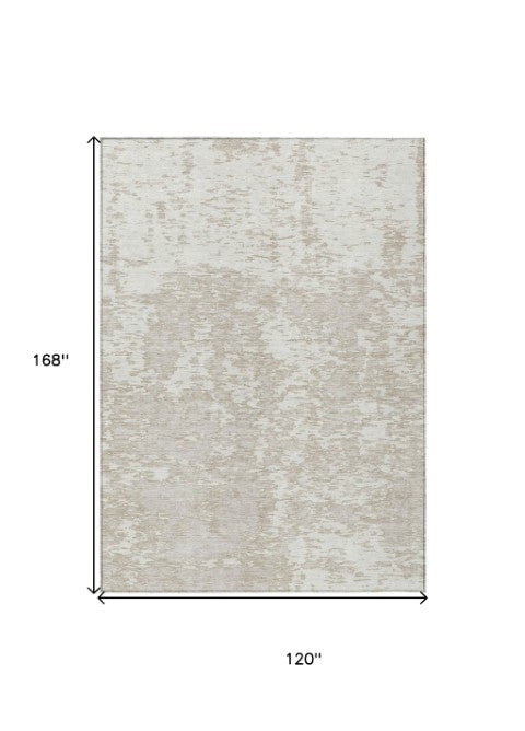 Homeroots 3' Abstract Washable Area Rug - Durable Indoor Outdoor Rectangle Rug For Stylish Spaces Ivory Polyester 612754