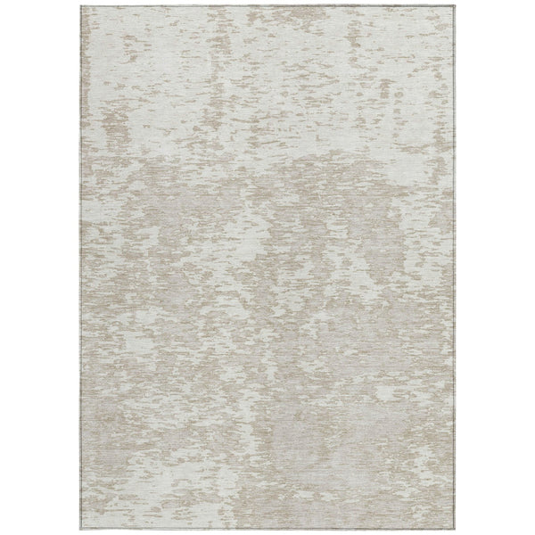 Homeroots 3' Abstract Washable Area Rug - Durable Indoor Outdoor Rectangle Rug For Stylish Spaces Ivory Polyester 612754