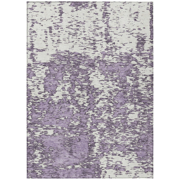 Homeroots 3' Abstract Washable Area Rug - Durable Indoor Outdoor Rectangle Rug For Stylish Spaces Lavender Polyester 612755