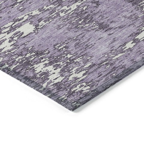 Homeroots 3' Abstract Washable Area Rug - Durable Indoor Outdoor Rectangle Rug For Stylish Spaces Lavender Polyester 612755